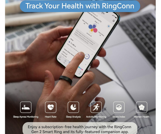 Розумне кільце RingConn Gen 2 Matte Black (Size 10)